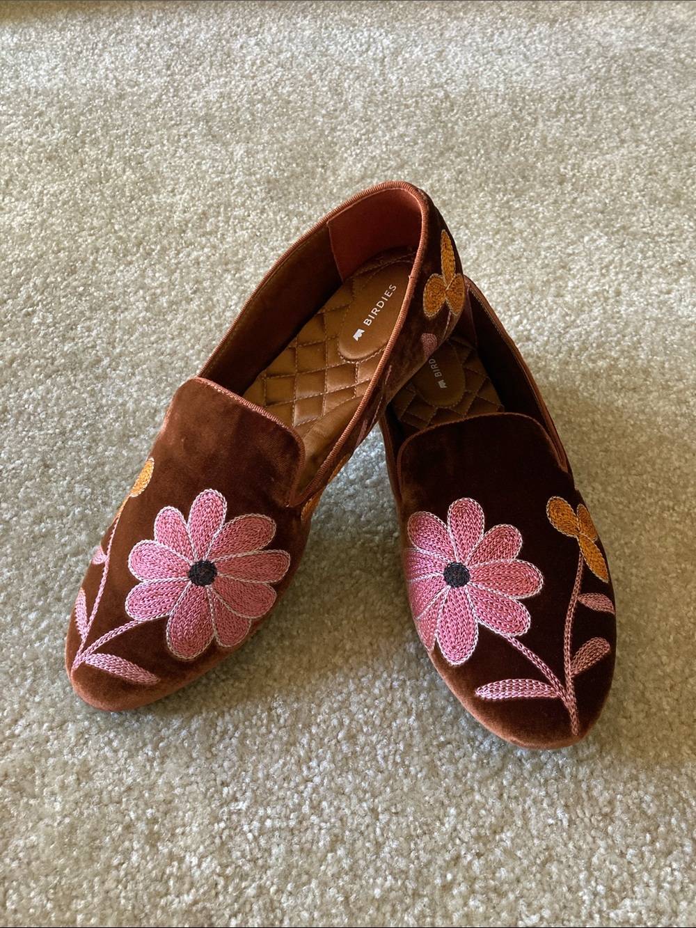 🍁 Birdies The Starling Velvet Floral Embroidered Loafer/Mule